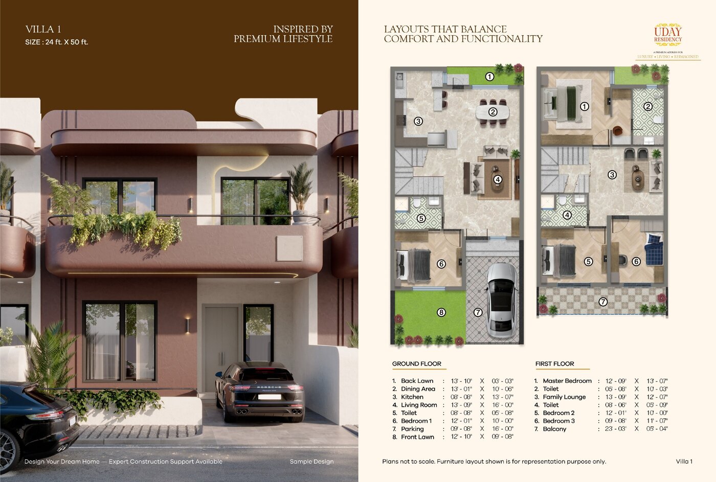 Villa 1 Floor Plan — 24x50