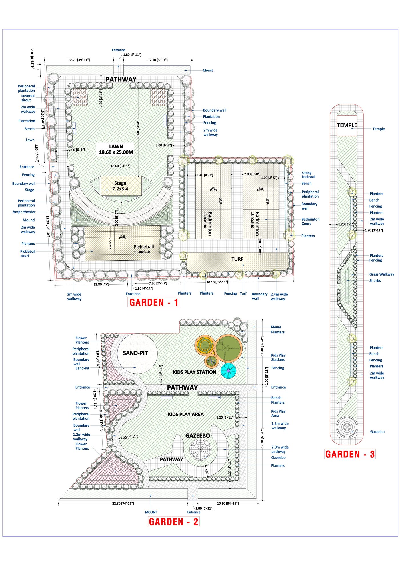 Garden Design Plans — Garden 1, 2 & 3